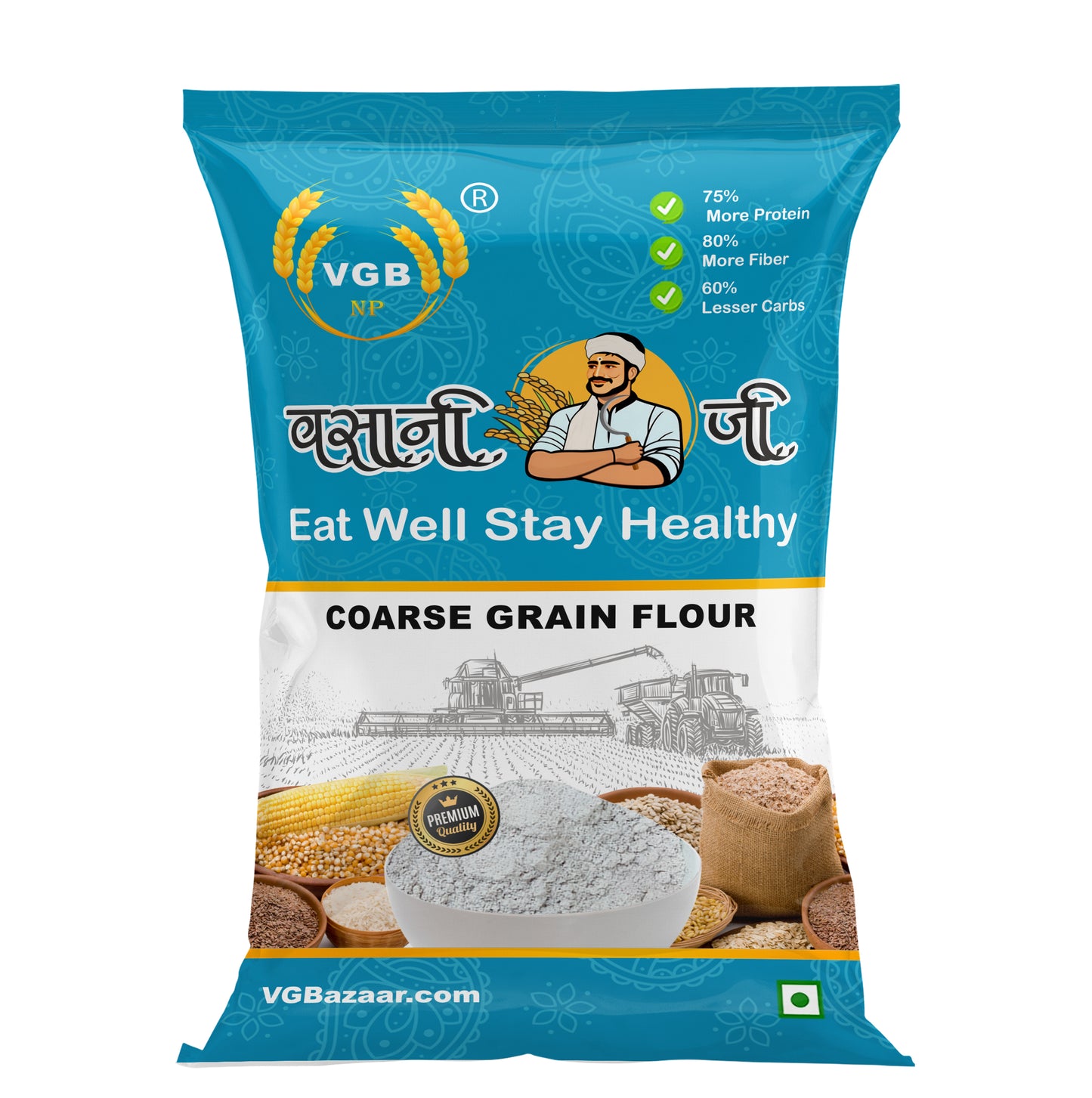 Vasani-G Coarse Multigrain Flour ( Mota Anaj 3 in 1 Mix atta)